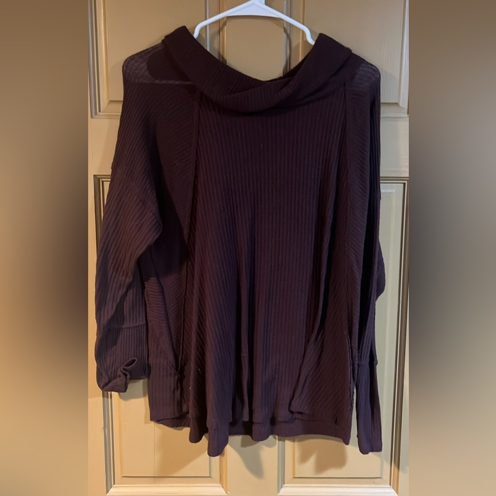 Dark Purple Ribbed Sweater